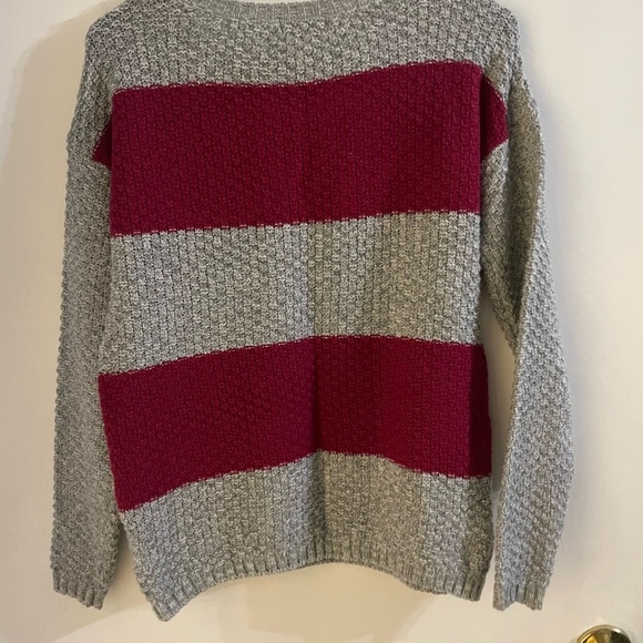 a.n.a Fuchsia Pink & Gray Striped Knit Top size medium - Picture 5 of 5